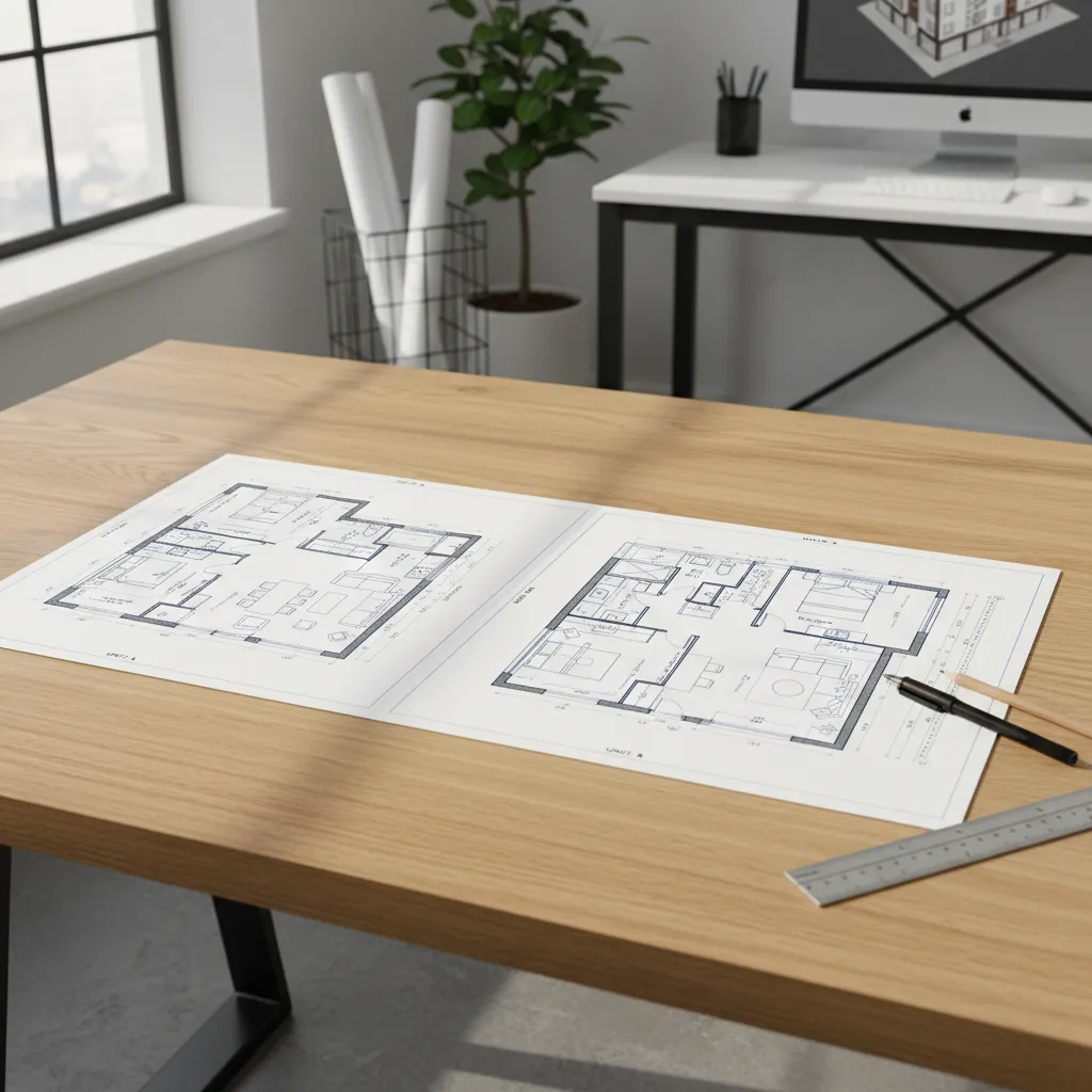 Comparación de dos distribuciones de una vivienda en plano arquitectónico