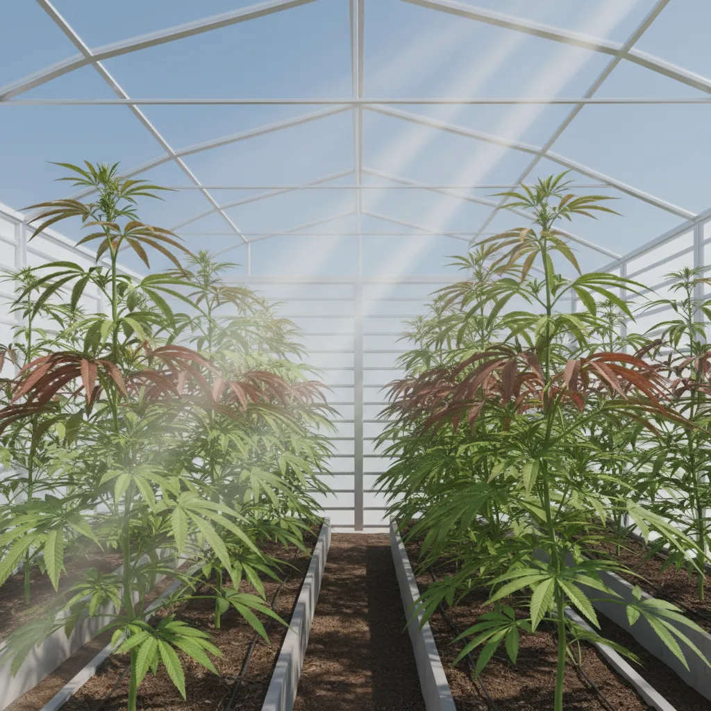 Diagram showing light rays passing through open plant canopy structure