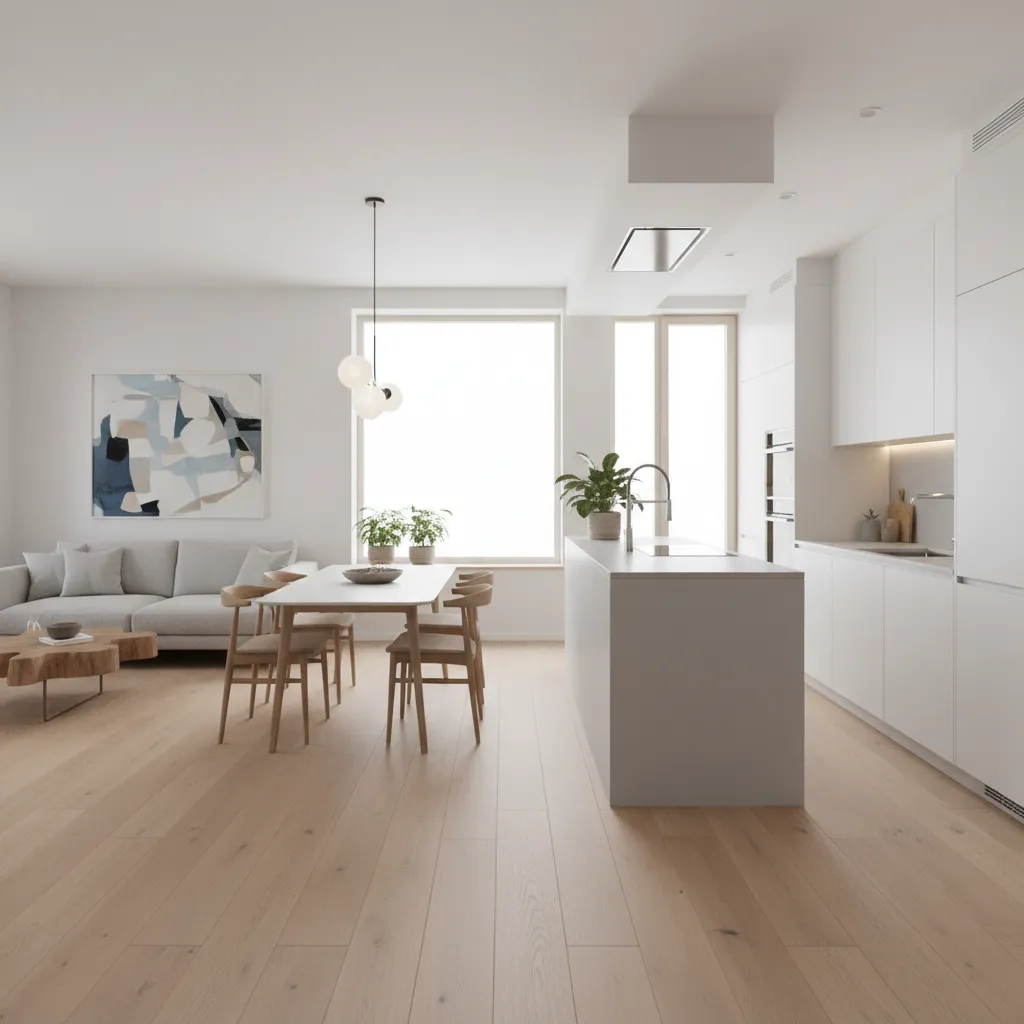 Espacio abierto de salón comedor cocina en vivienda moderna pequeña