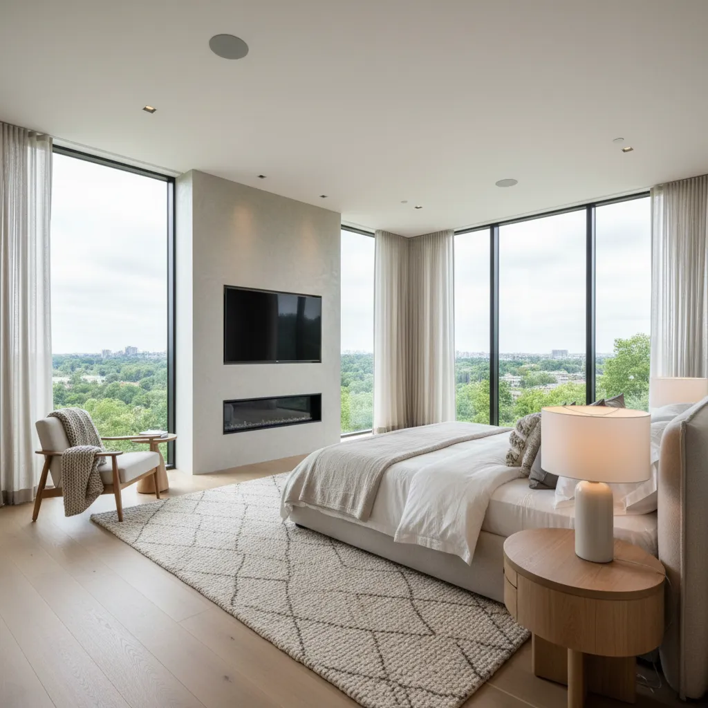 Dormitorio principal luminoso en planta superior de vivienda