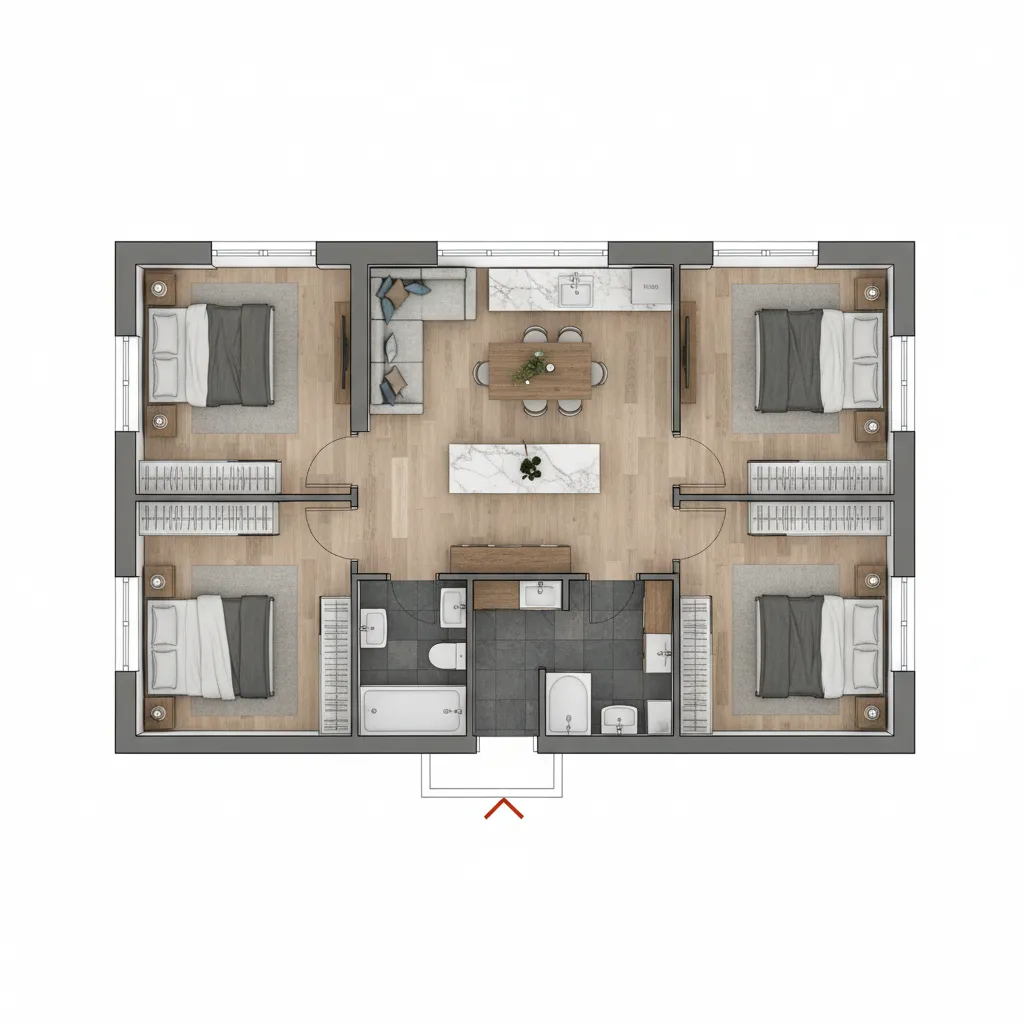 Planta Baixa de Casa com 2 Quartos: Ideias Funcionais