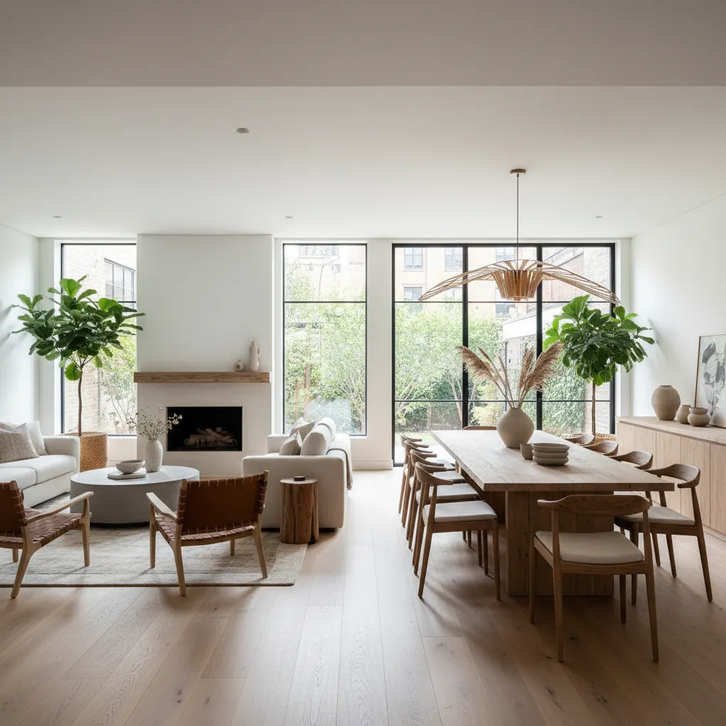 Espacio abierto en planta baja con salón y comedor conectados