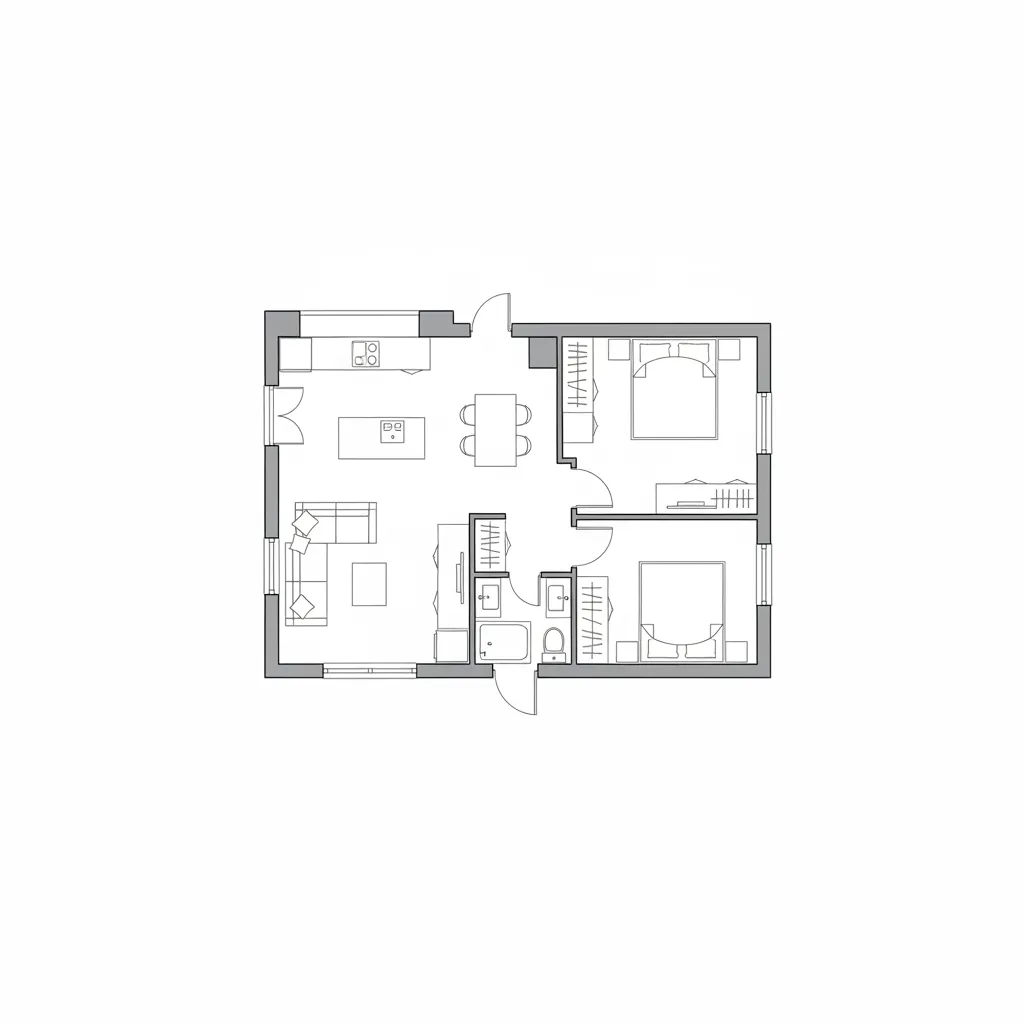 planta arquitetonica casa dois quartos layout simples