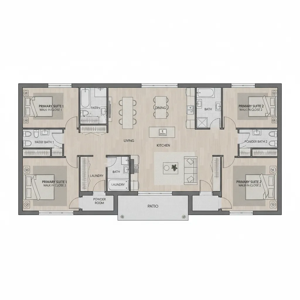 Planta de Casa com 2 Suítes e 1 Quarto: Layout Funcional e Bem Resolvido