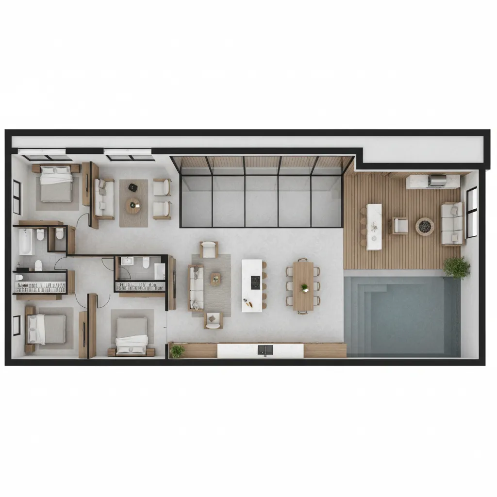 Planta de casa com 3 quartos e área gourmet: ideias funcionais