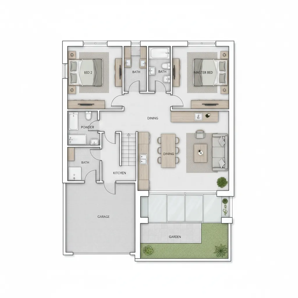 Planta de Casa 5x25 com 2 Quartos: Ideias Funcionais