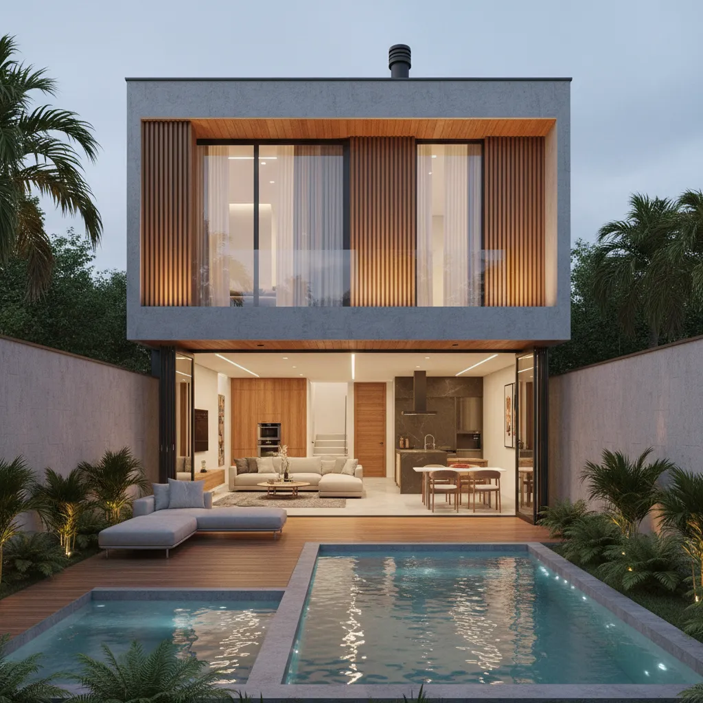 Planta de Casa 6x20 com Piscina: Ideias Funcionais para Terrenos Estreitos