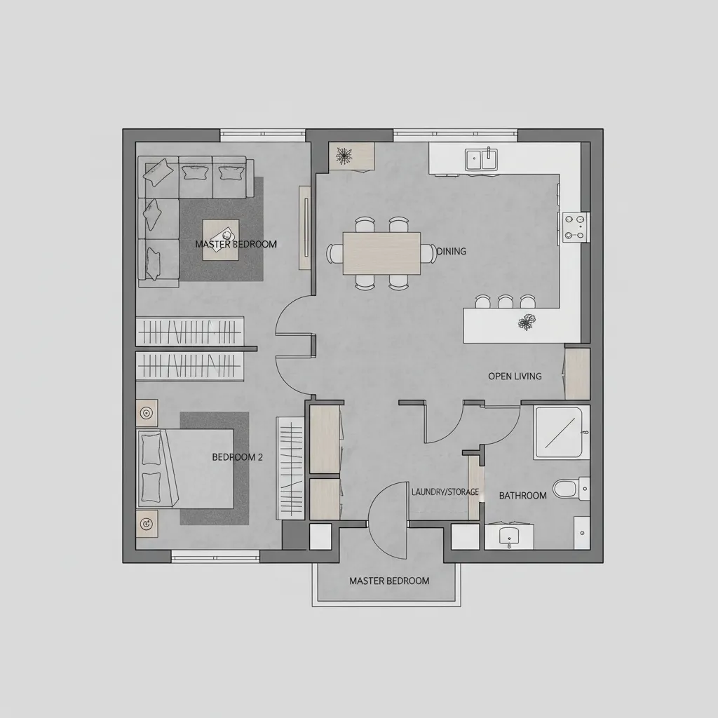 Planta de Casas 70m2 com 2 Quartos: Layout Inteligente