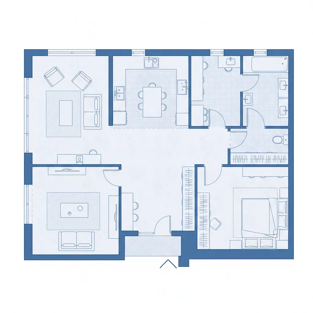 planta baixa de casa moderna mostrando layout de ambientes