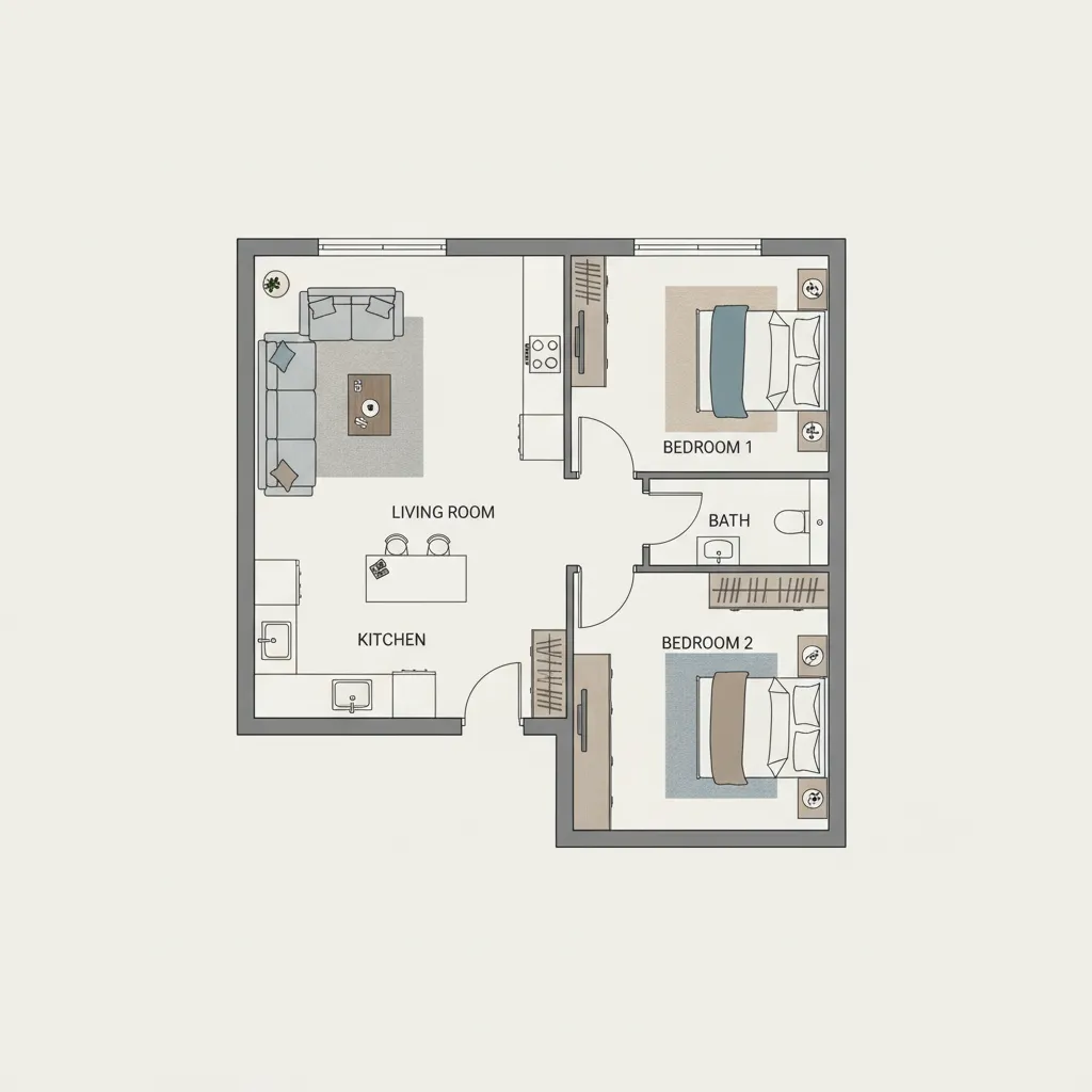 Planta de Casas Pequenas com Dois Quartos: Ideias Funcionais