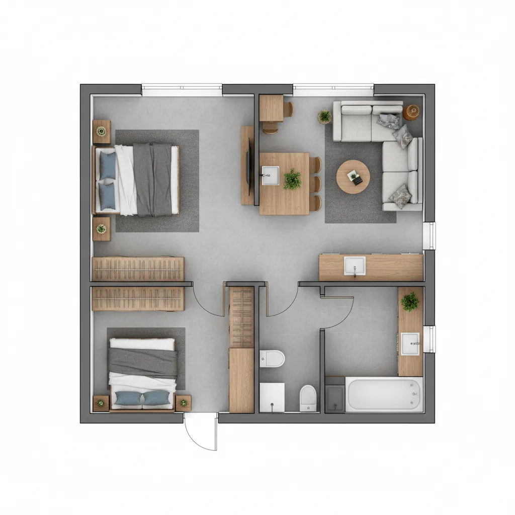 planta de casa pequena com otimização de espaço
