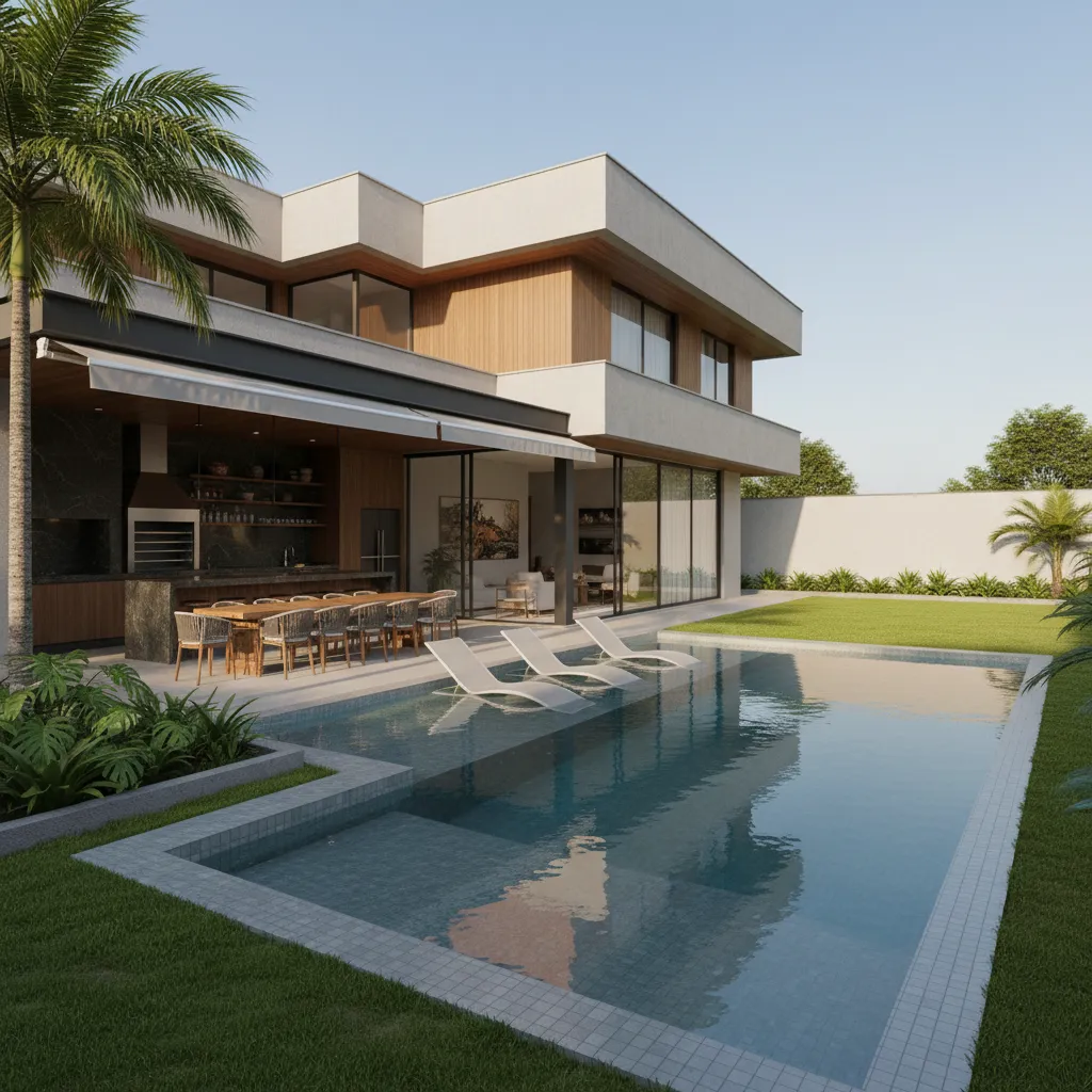 Planta de Casa com Piscina e Churrasqueira: Ideias Funcionais