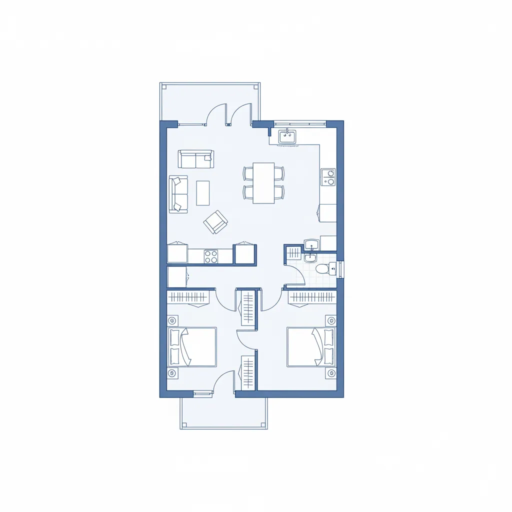 planta de casa popular adaptada para terreno estreito