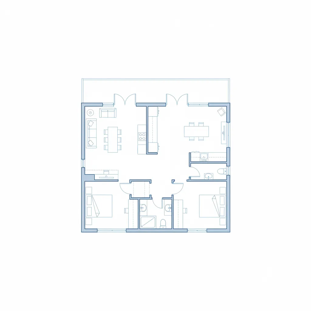planta de casa T3 adaptada para terreno pequeno
