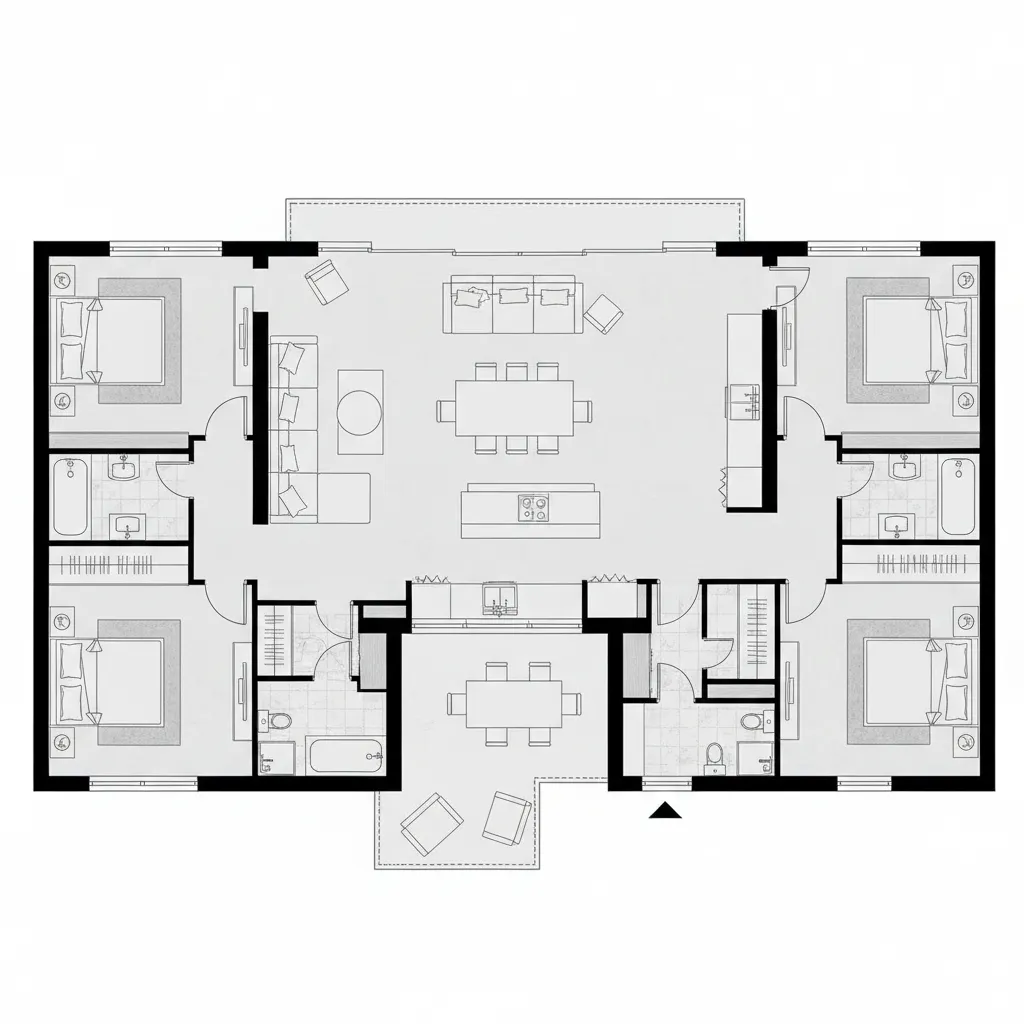 Planta de casa térrea 3 suítes: guia de layout