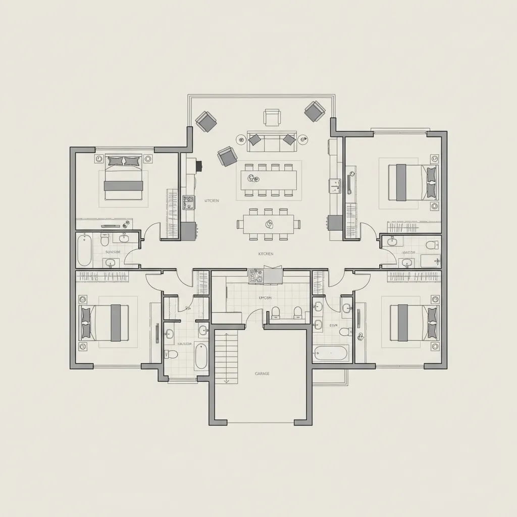 Planta de Casa Térrea 4 Quartos: Ideias de Layout Funcional