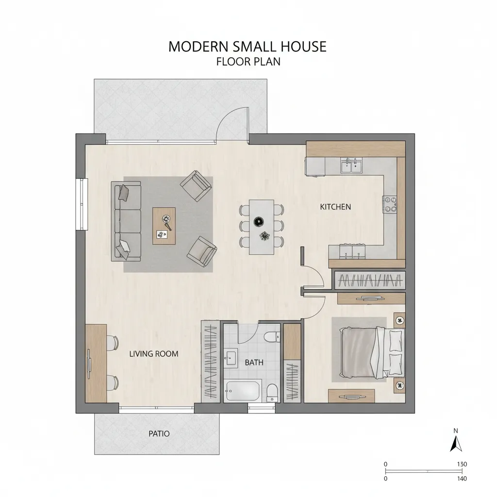 Planta de Casa com Um Quarto: Ideias Funcionais
