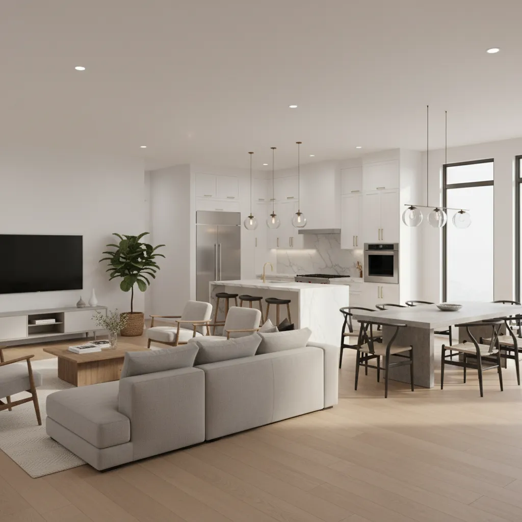 visualização 3D de interior de casa gerada por software de planta