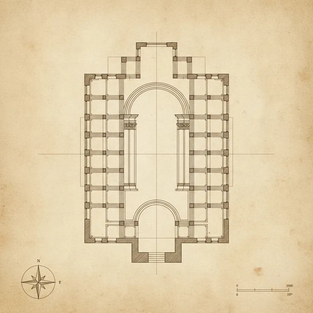 Esquema de planta arquitectónica del Gesù