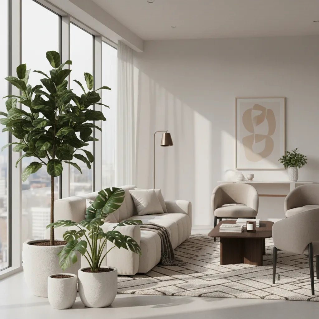 Decoración de interiores con plantas artificiales