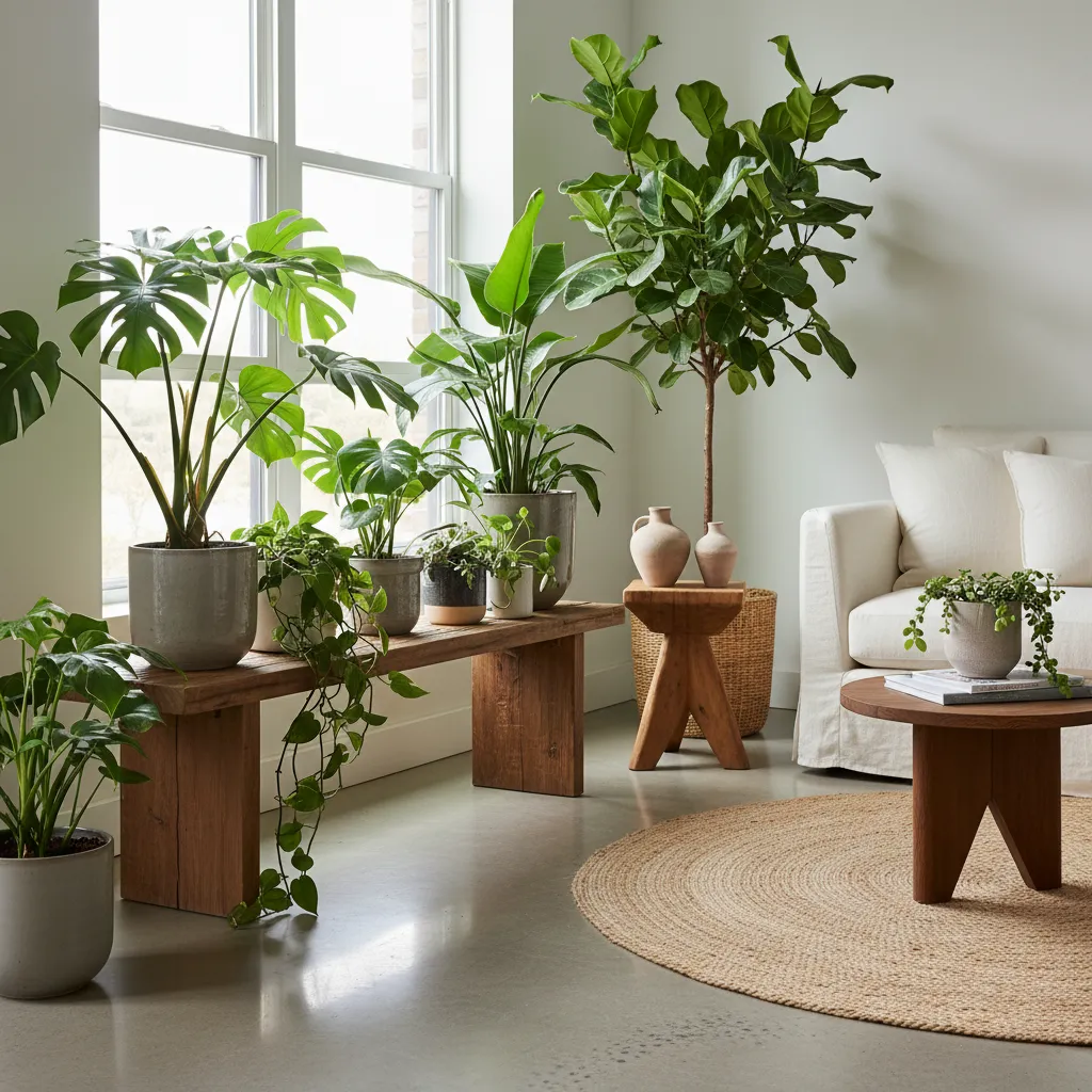 Varias plantas de interior colocadas cerca de una ventana con luz natural