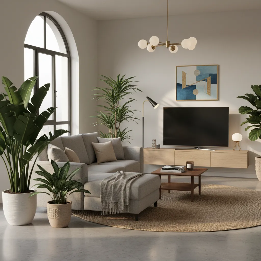 Plantas decorativas colocadas estratégicamente en un salón
