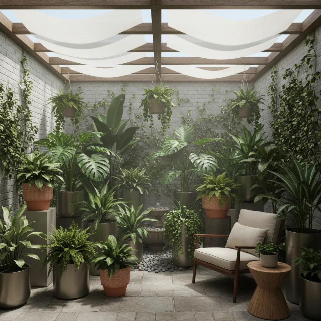 Plantas resistentes a sombra en patio interior