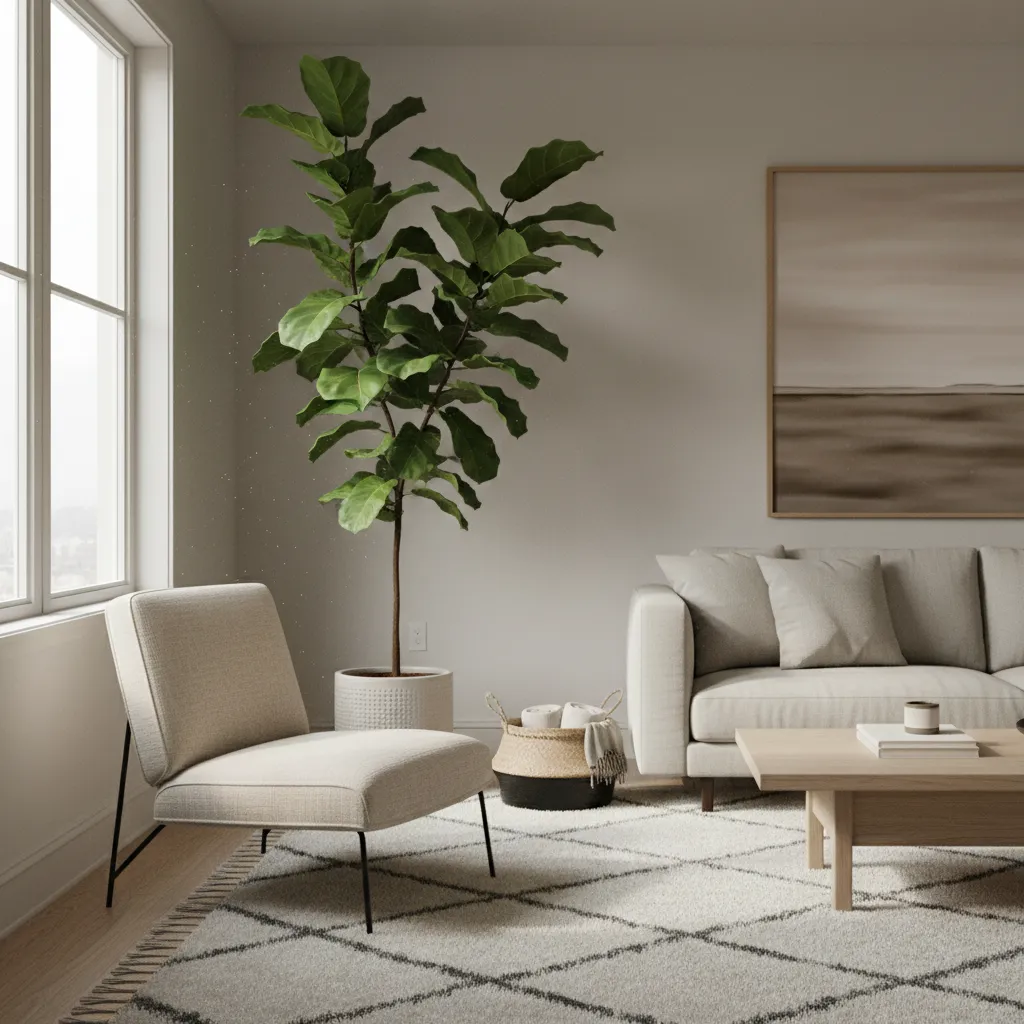 Planta de interior alta decorando una esquina del salón