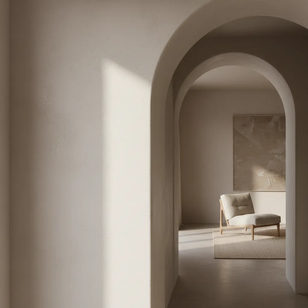 smooth plaster finish on curved interior archway