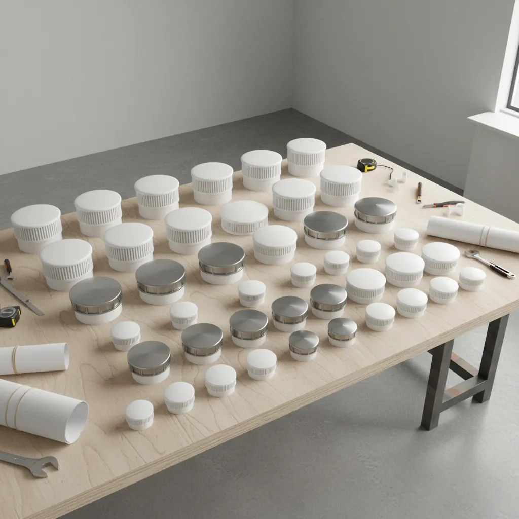 comparison of different plumbing vent cap sizes for roof pipes