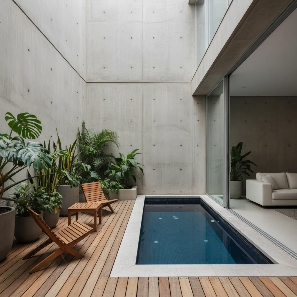 Kolam renang kecil di rumah minimalis