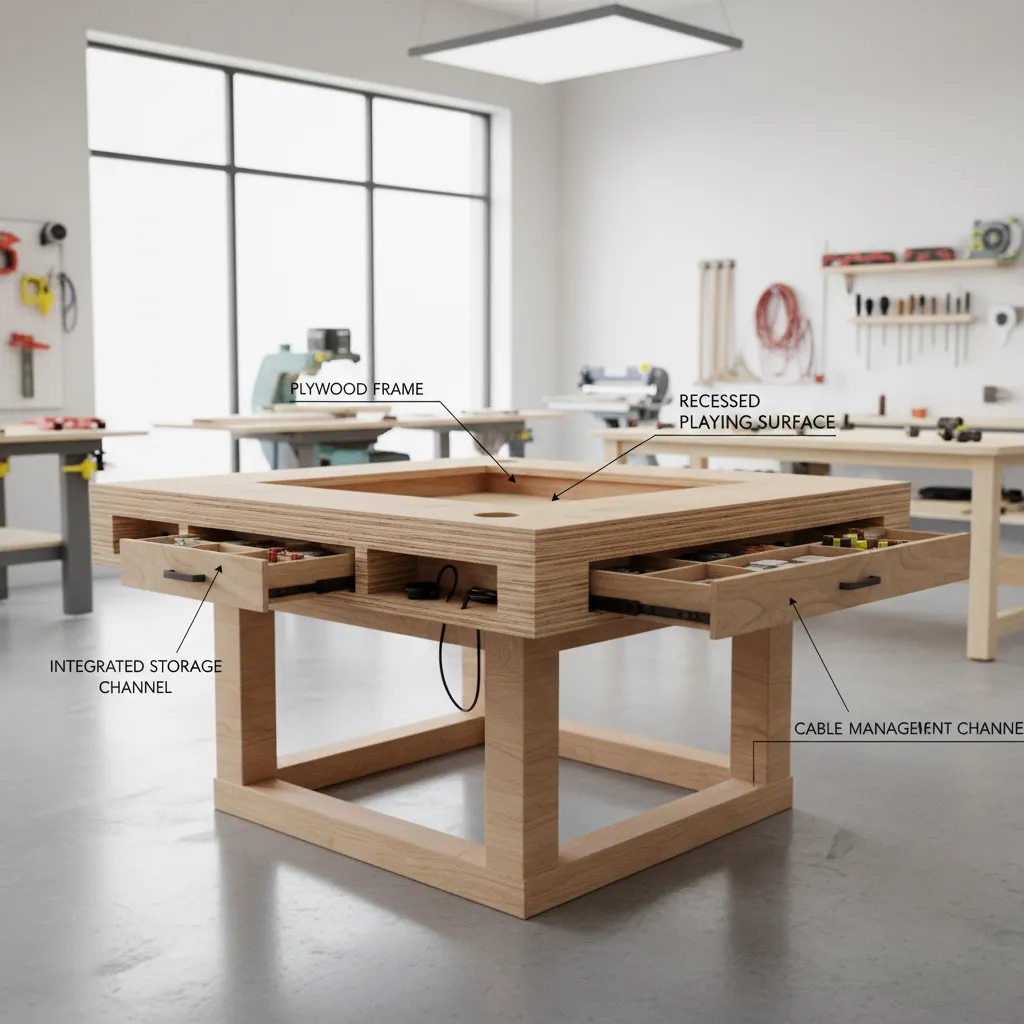 plywood board game table frame and layered tabletop structure