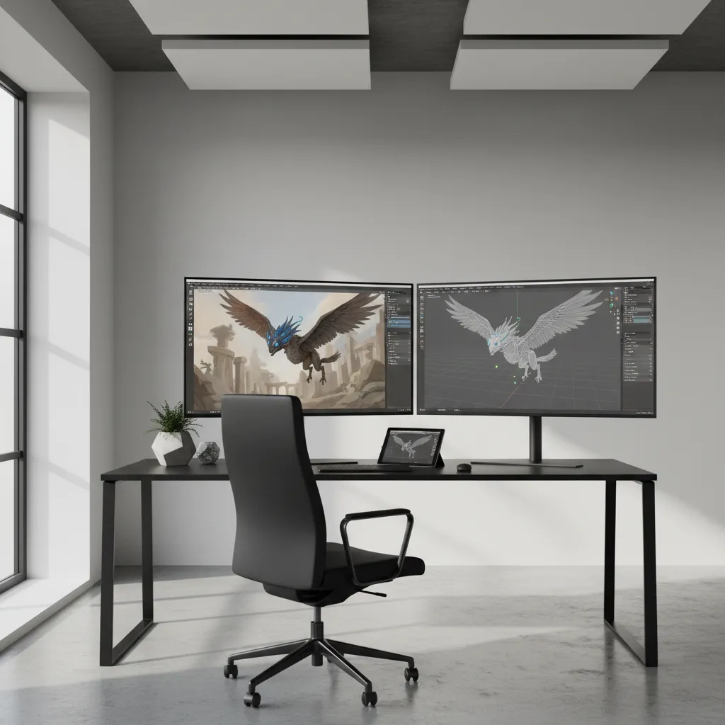 workflow showing png concept art being converted into a simple 3D model