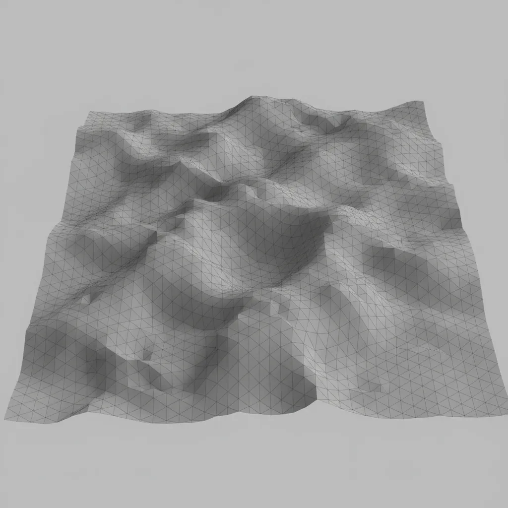 heightmap PNG image generating a 3D terrain surface mesh
