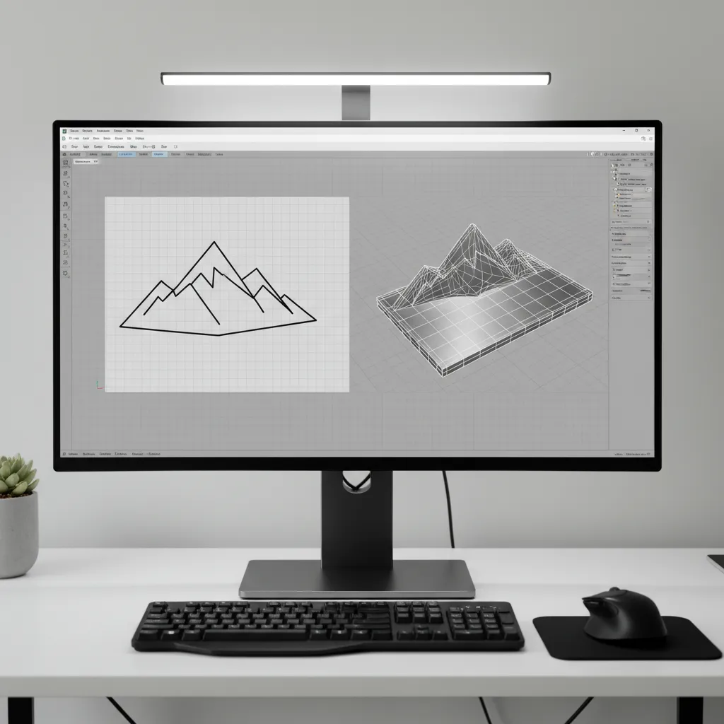 Example of PNG image converting into a flat 3D model with no depth