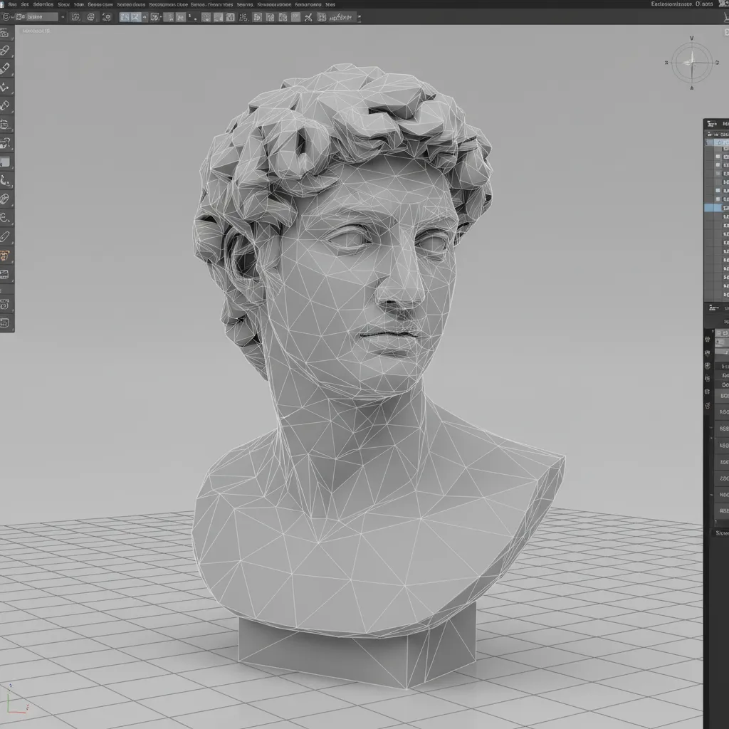 Example of a raw 3D mesh generated from a PNG image with dense triangulated topology