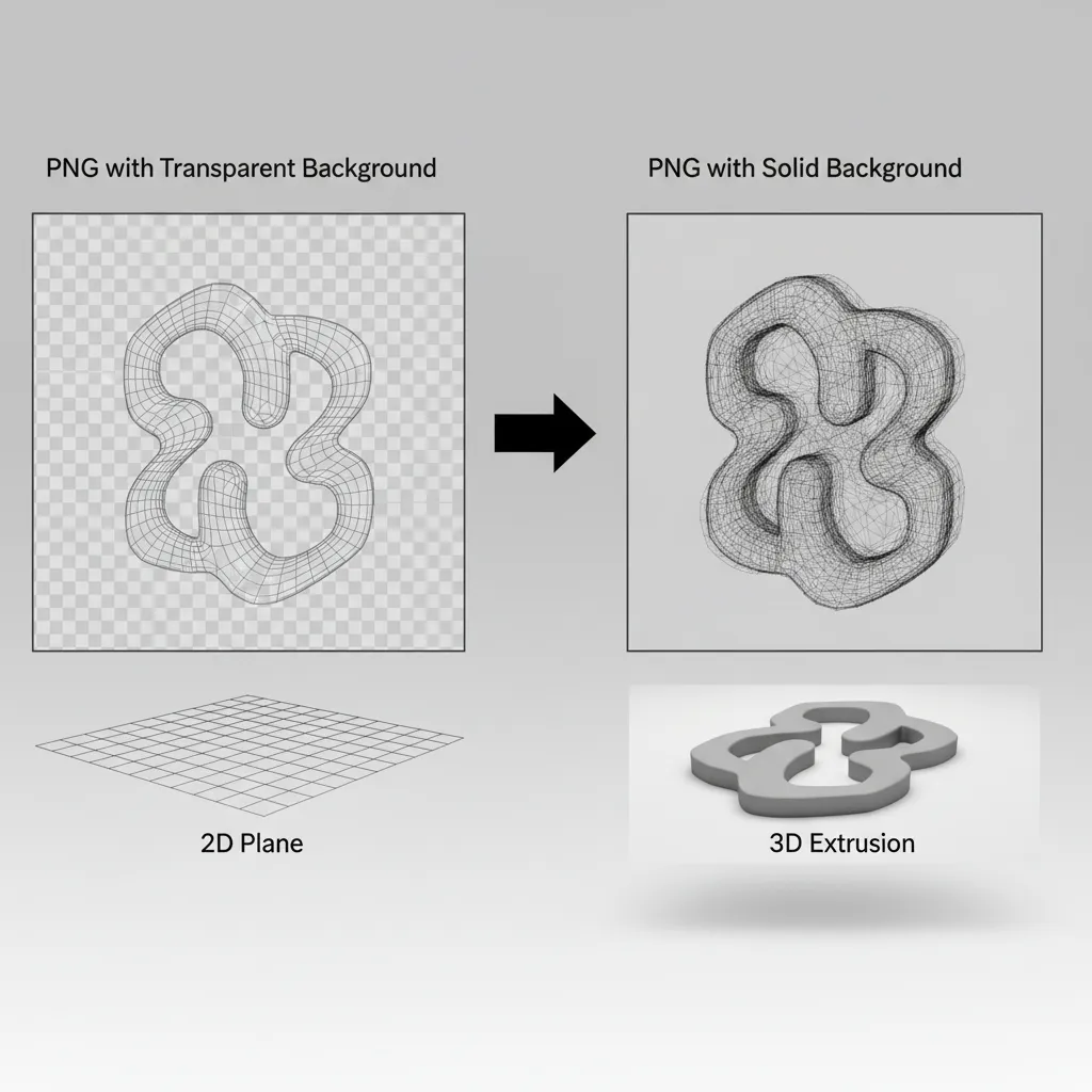PNG with transparent background causing irregular 3D extrusion