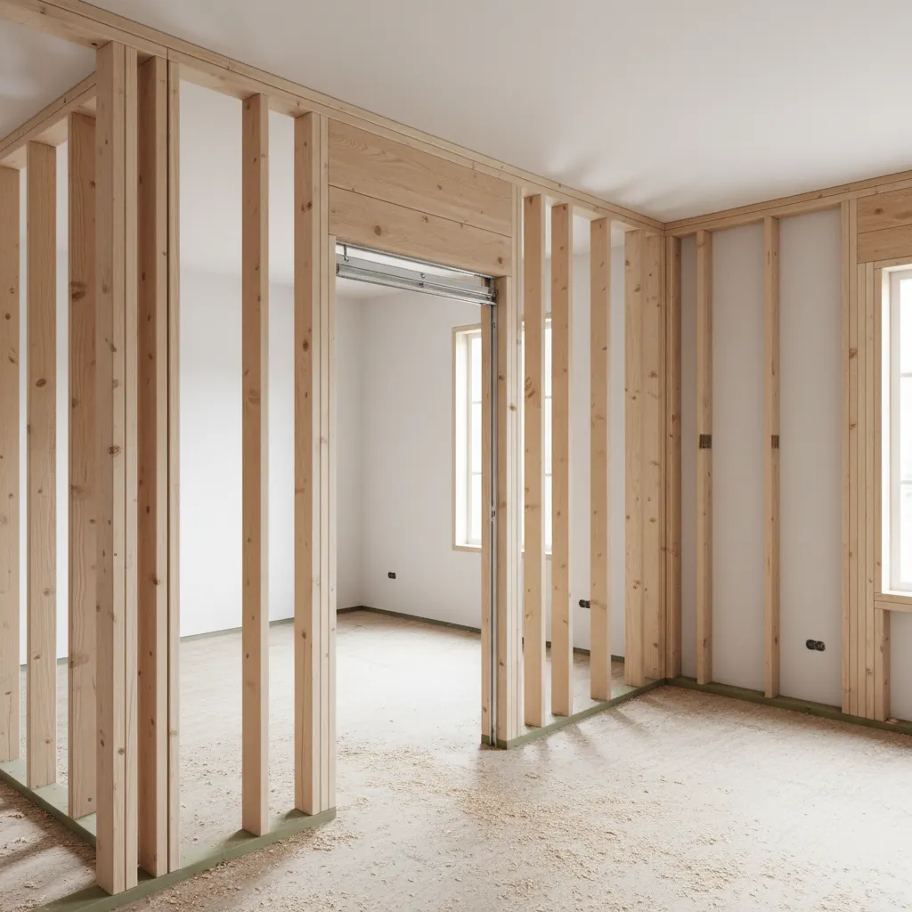 Wall framing structure designed to accommodate pocket door system