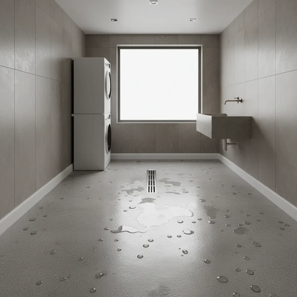 polyaspartic coated utility floor with water resistance