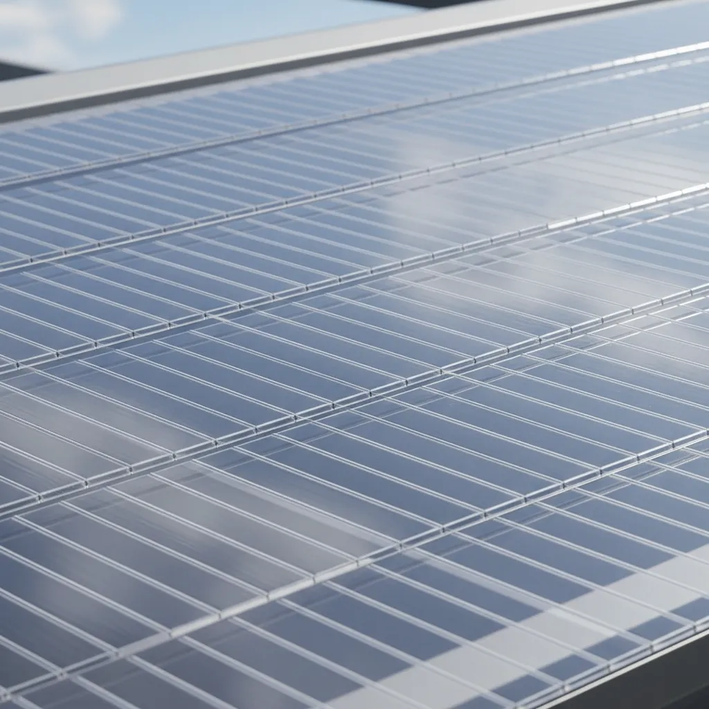 Close view of smooth polycarbonate roof panel surface before painting