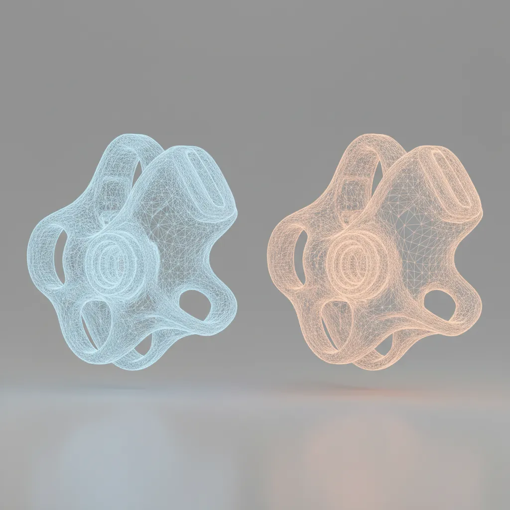 Side by side comparison of high polygon and optimized low polygon 3D models