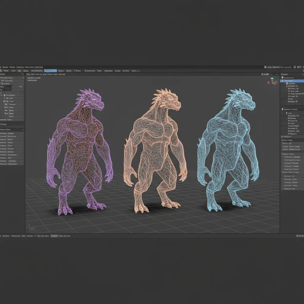 Wireframe showing reduced polygon count in optimized 3D mesh