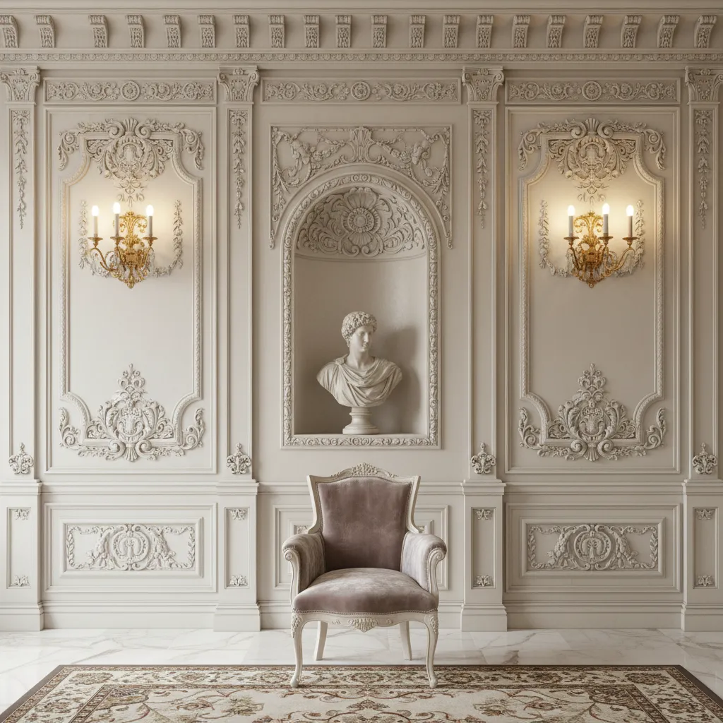 Decorative polyurethane wall molding panels in Baroque interior design