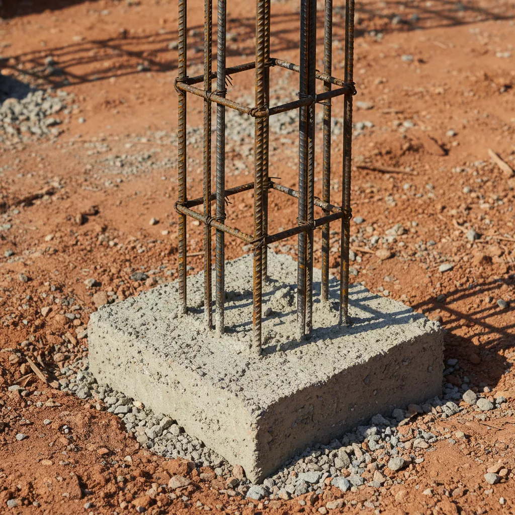 Detail pondasi telapak beton dengan tulangan kolom