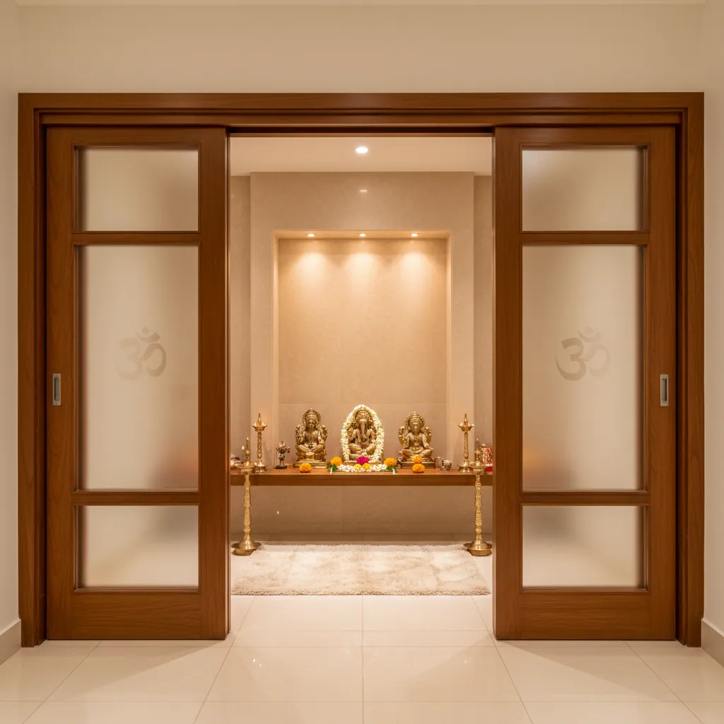Pooja Door Designs With Glass That Elevate Small Spaces