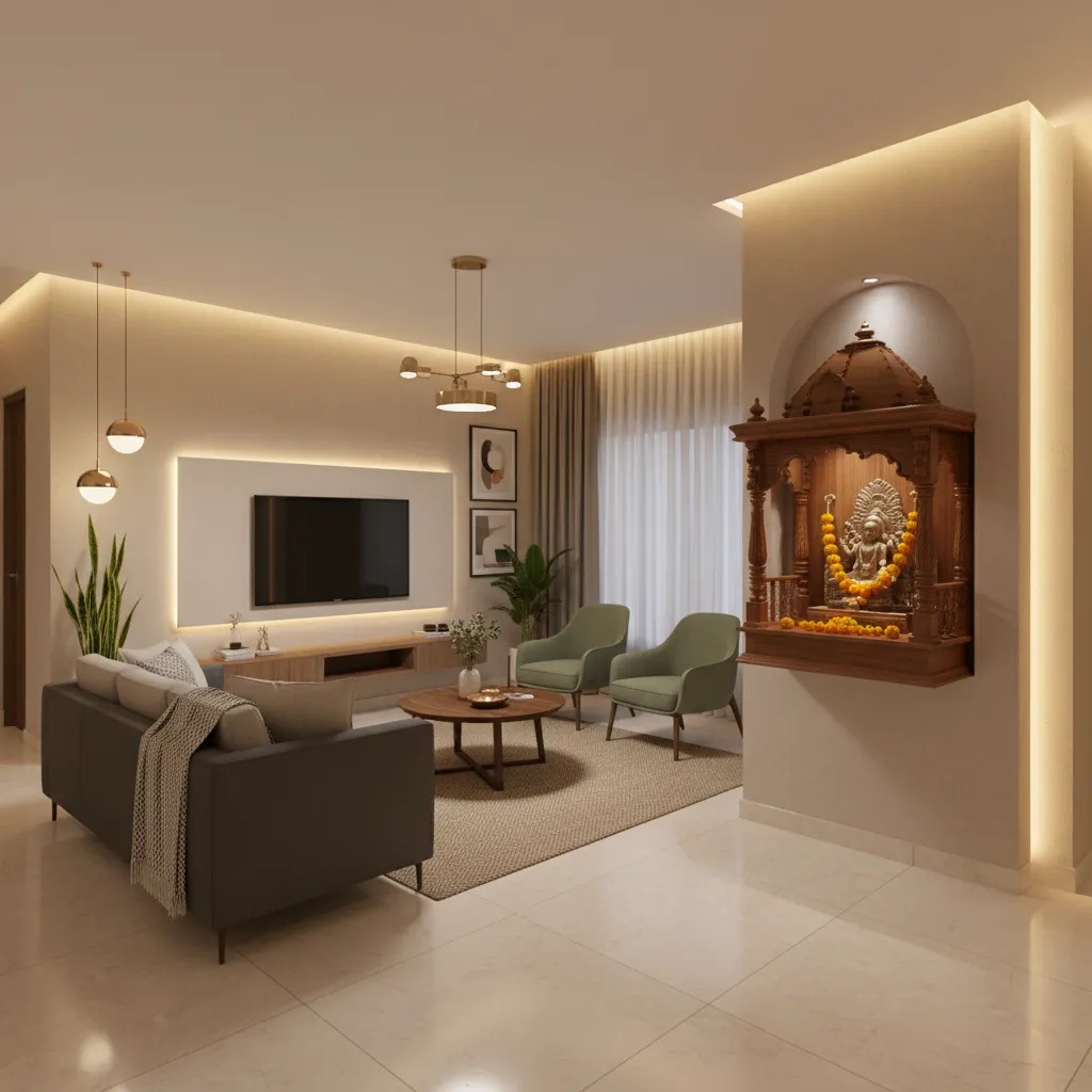 Pooja Ghar Design in Living Room Ideas That Actually Work