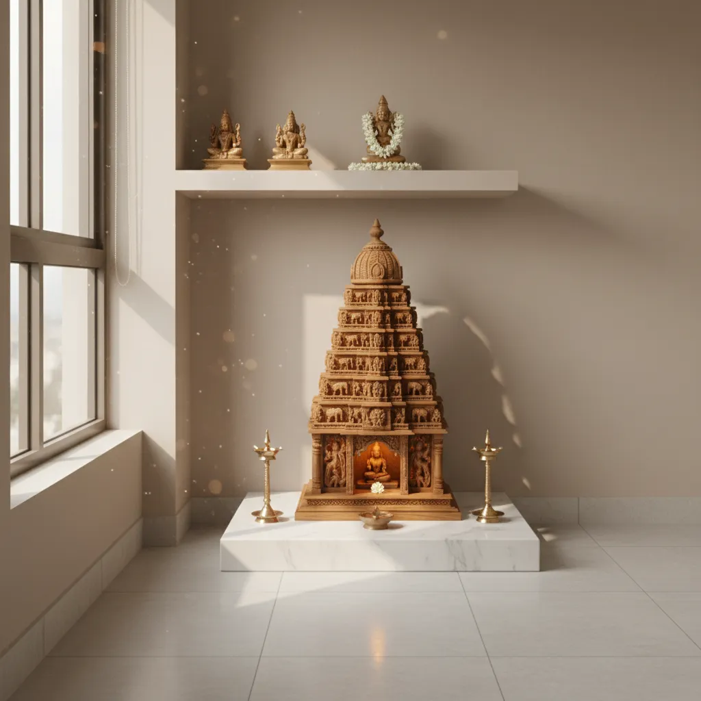5 Pooja Gopuram Designs for Small Spaces That Still Feel Grand