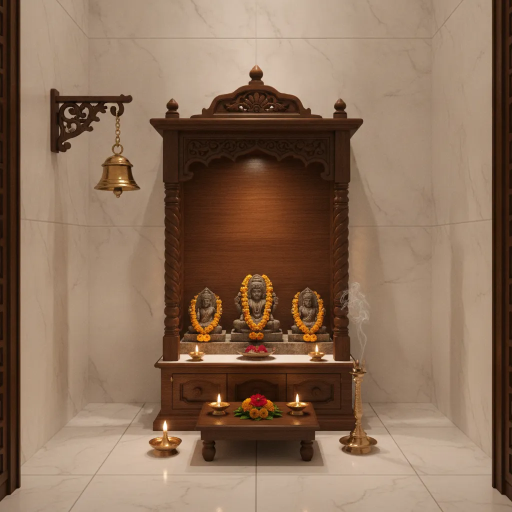 Pooja Room Bell Design Ideas for Small Spaces