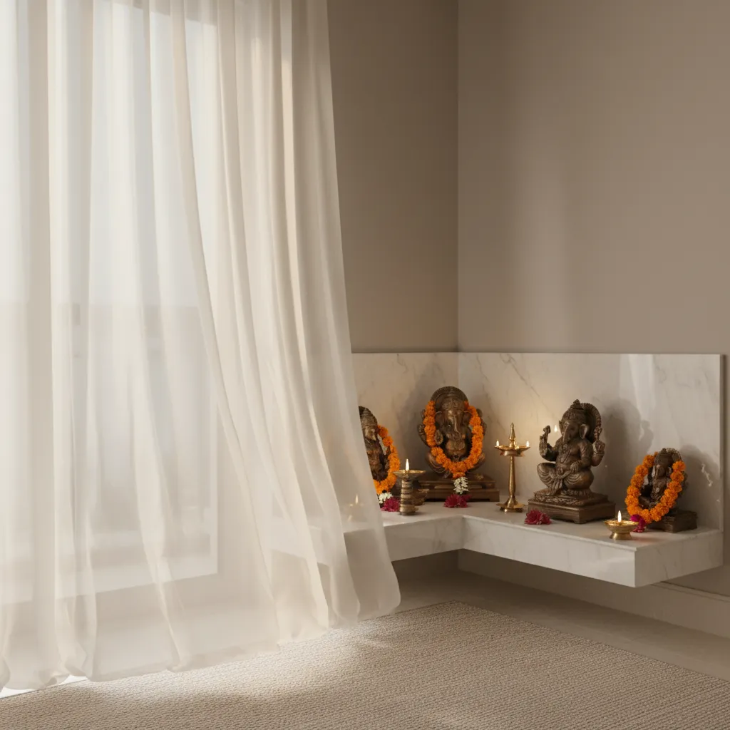 Pooja Room Curtain Designs That Elevate Small Spaces