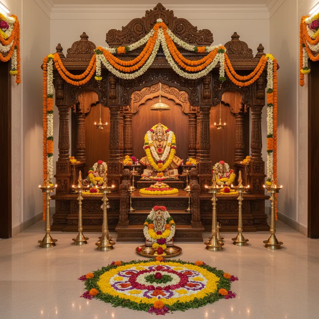 5 Ideas for Pooja Room Decoration with Flowers